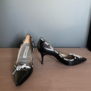 Manolo Blahnik Black and White Bow Pumps